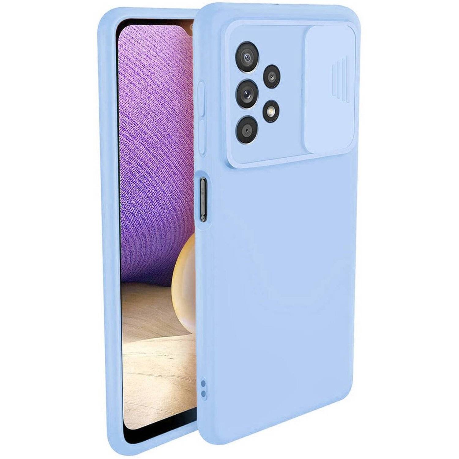 360 Grad Schutz CamShield Silikon Cover Case Slim Handyhülle mit Kameraschutz für Samsung Galaxy A32 4G (A325F) Hellblau
