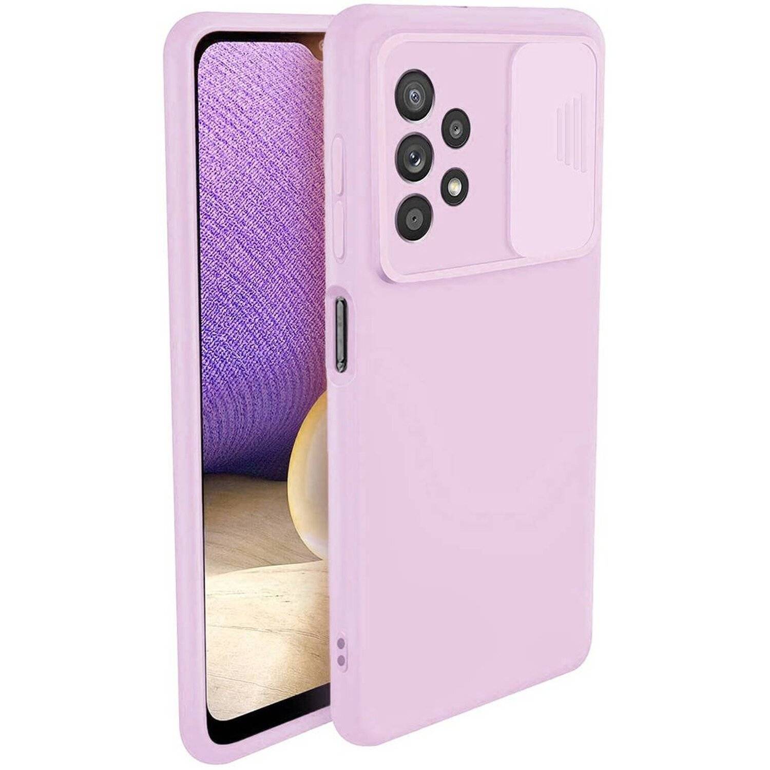 360 Grad Schutz CamShield Silikon Cover Case Slim Handyhülle mit Kameraschutz für Samsung Galaxy A32 4G (A325F) Lila