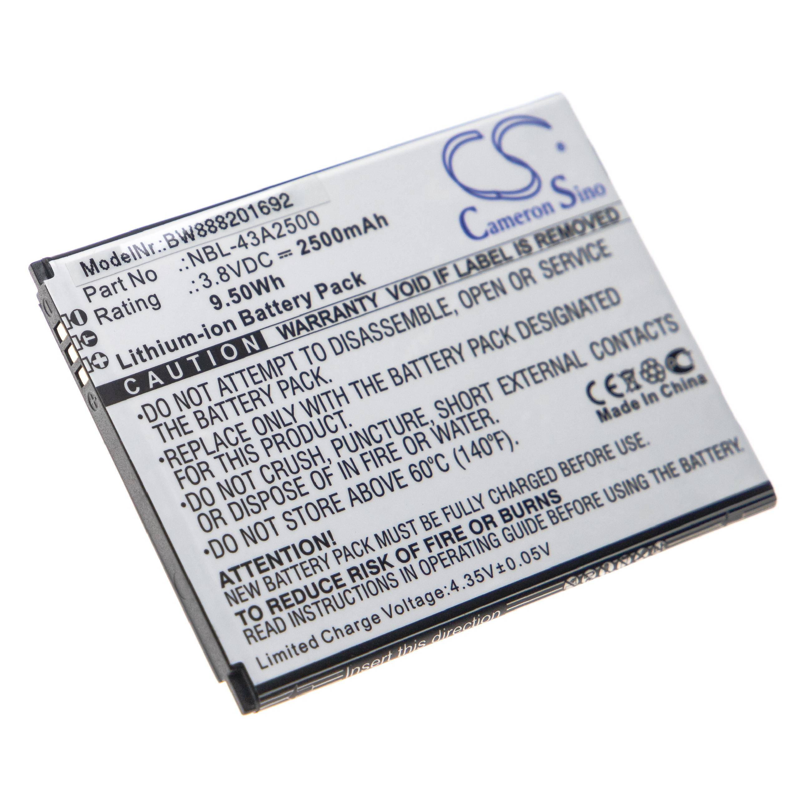 Li-Ion-Akku - 2500mAh (3.8V) für TP-Link / Neffos C7s Handy, Smartphone, Telefon wie NBL-43A2500