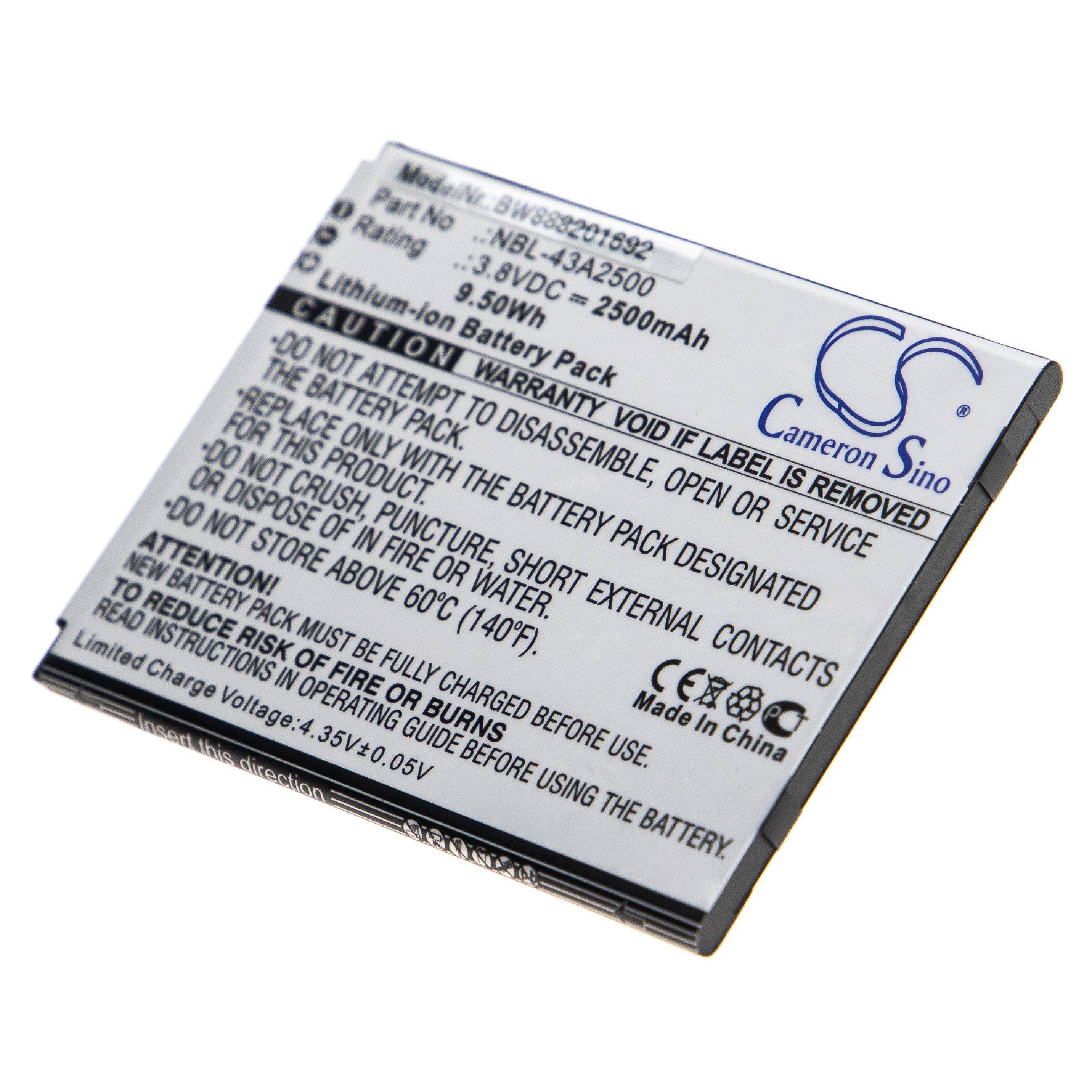 Li-Ion-Akku - 2500mAh (3.8V) für TP-Link / Neffos C7s Handy, Smartphone, Telefon wie NBL-43A2500
