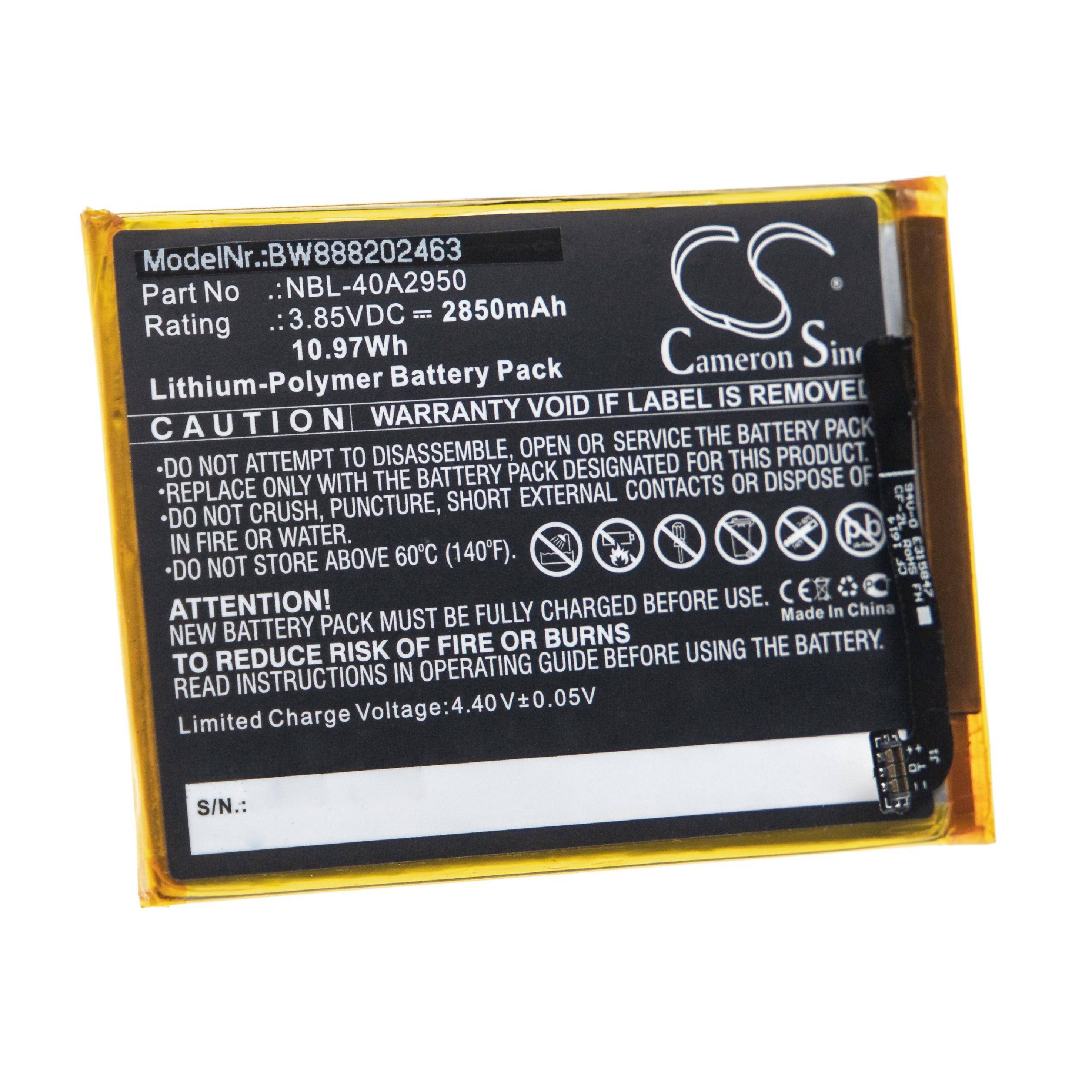 Li-Polymer-Akku - 2850mAh (3.85V) für TP-Link / Neffos C9 Max Handy, Smartphone, Telefon wie NBL-40A2950