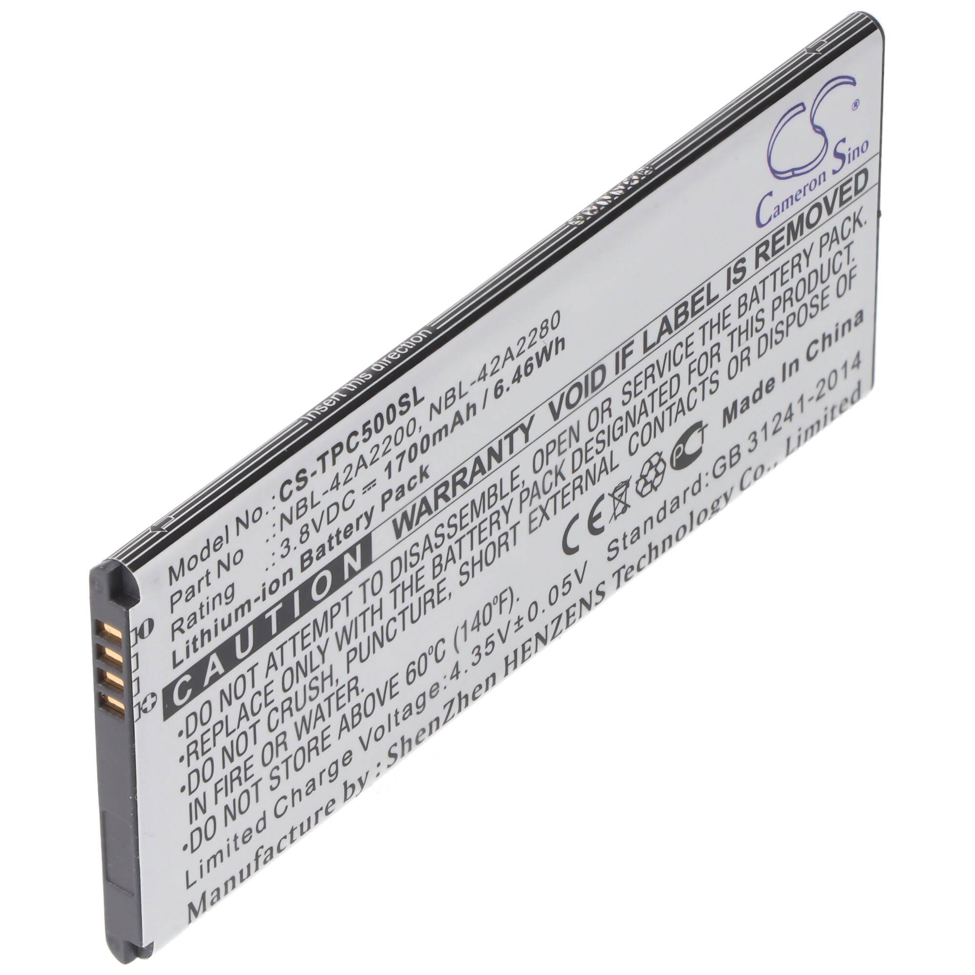 Akku passend für TP-Link / Neffos C5 Dual SIM Handyakku NBL-42A2200, NBL-42A2280, 3,7V, 1700mAh