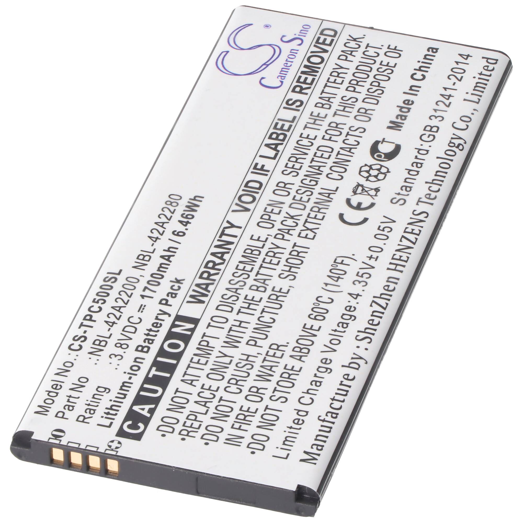 Akku passend für TP-Link / Neffos C5 Dual SIM Handyakku NBL-42A2200, NBL-42A2280, 3,7V, 1700mAh