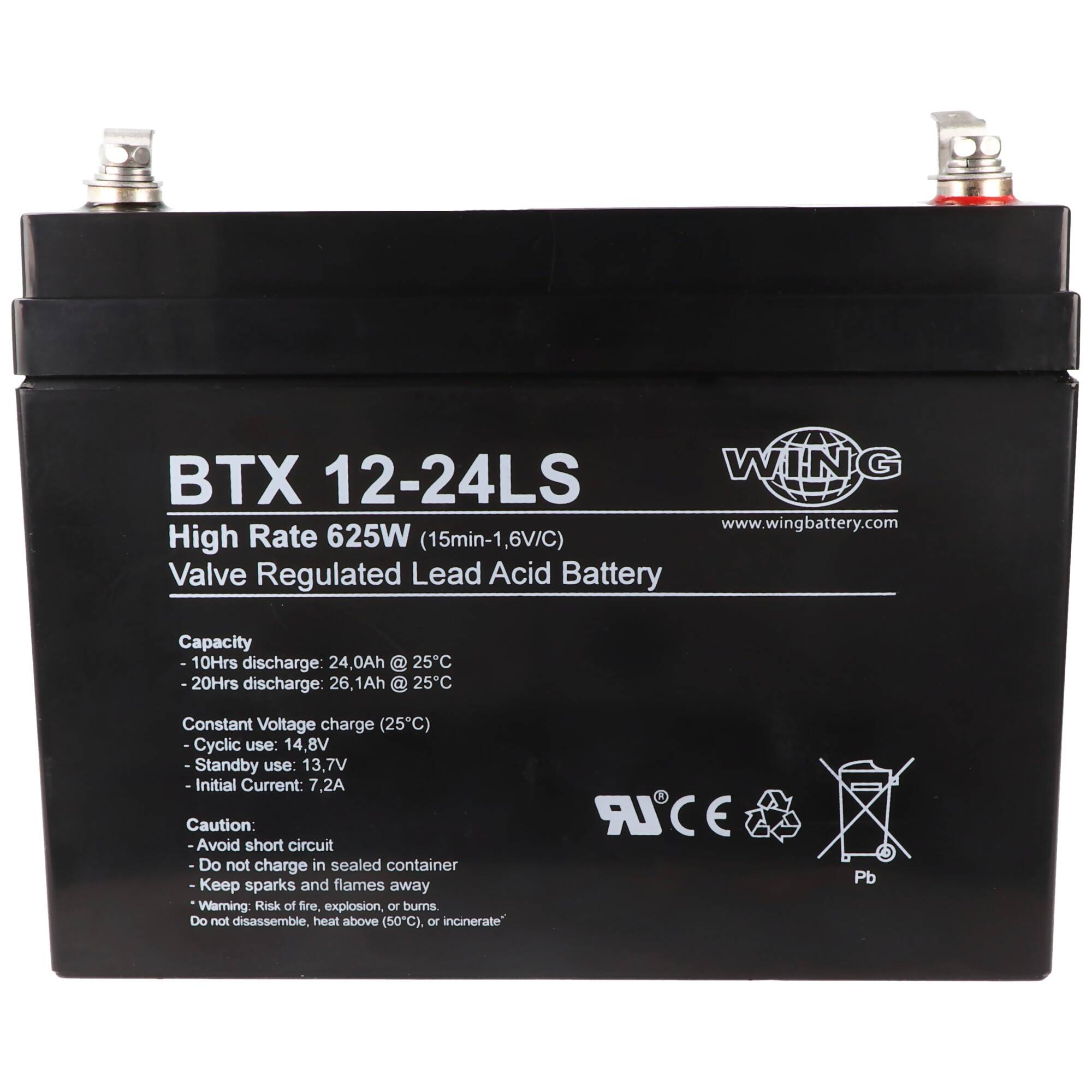 Wing BTX12-24LS 12V 24Ah high rate hochstromfähig Bleiakku AGM Blei Gel Akku