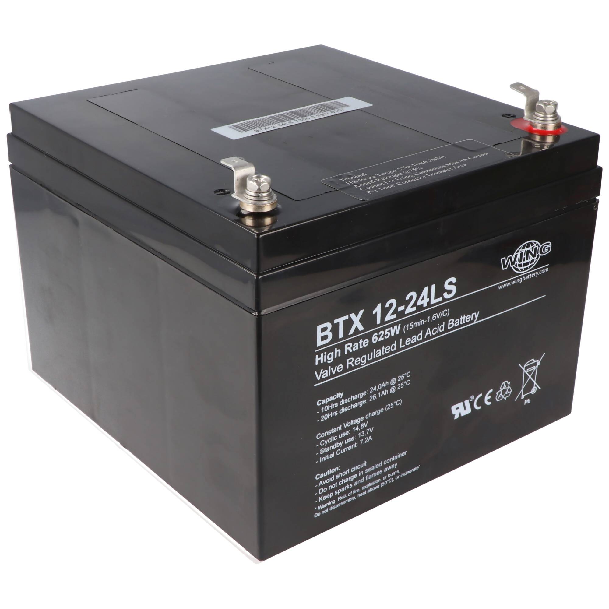 Wing BTX12-24LS 12V 24Ah high rate hochstromfähig Bleiakku AGM Blei Gel Akku
