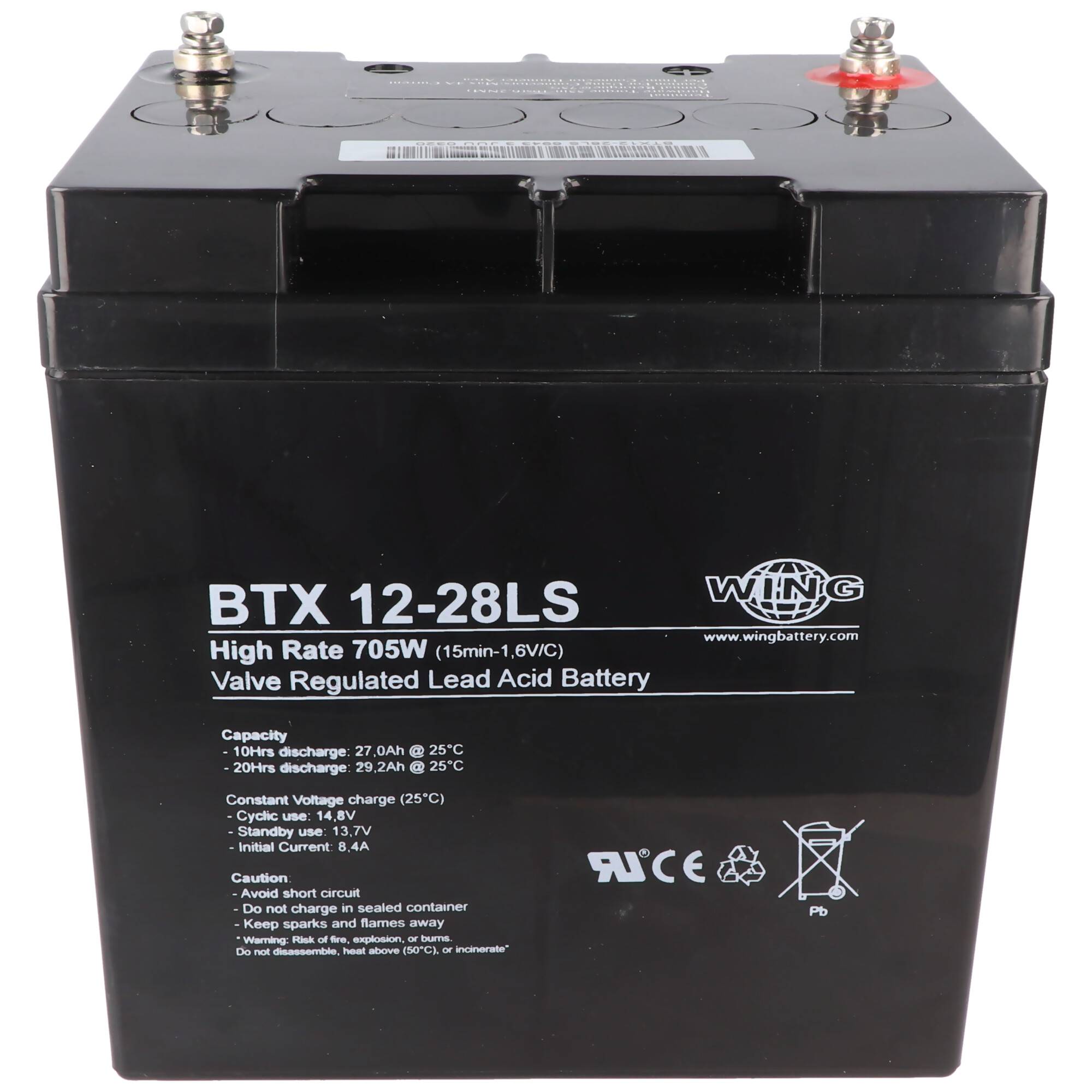 Wing BTX12-28LS 12V 28Ah high rate hochstromfähig Bleiakku AGM Blei Gel Akku