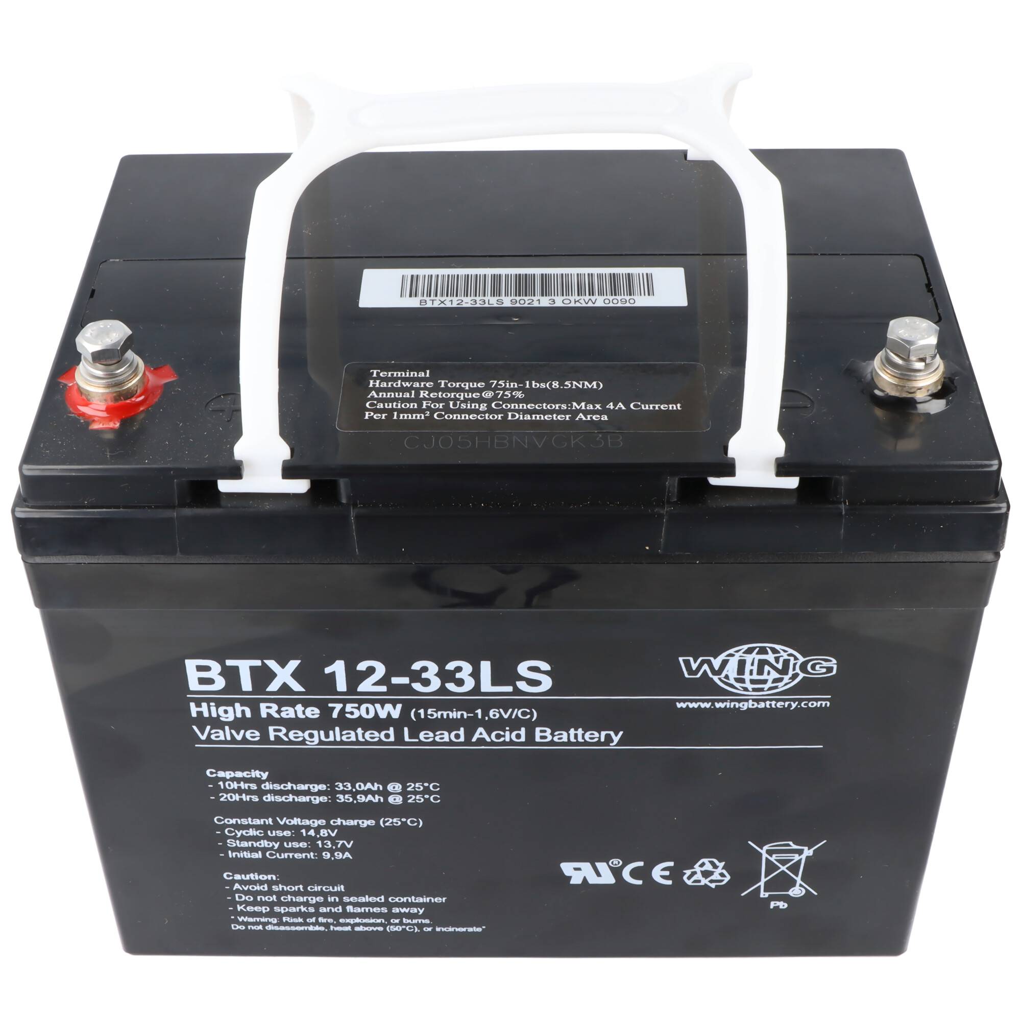 Wing BTX12-33LS 12V 33Ah high rate hochstromfähig Bleiakku AGM Blei Gel Akku