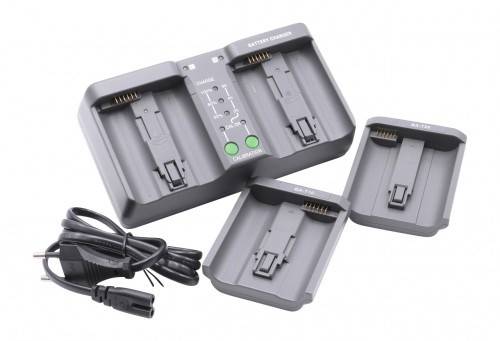 Dual-Ladegerät passend für Canon LP-E19, LP-E4, LP-E4n, Nikon EN-EL4, EN-EL4a, EN-EL4e, EN-EL18