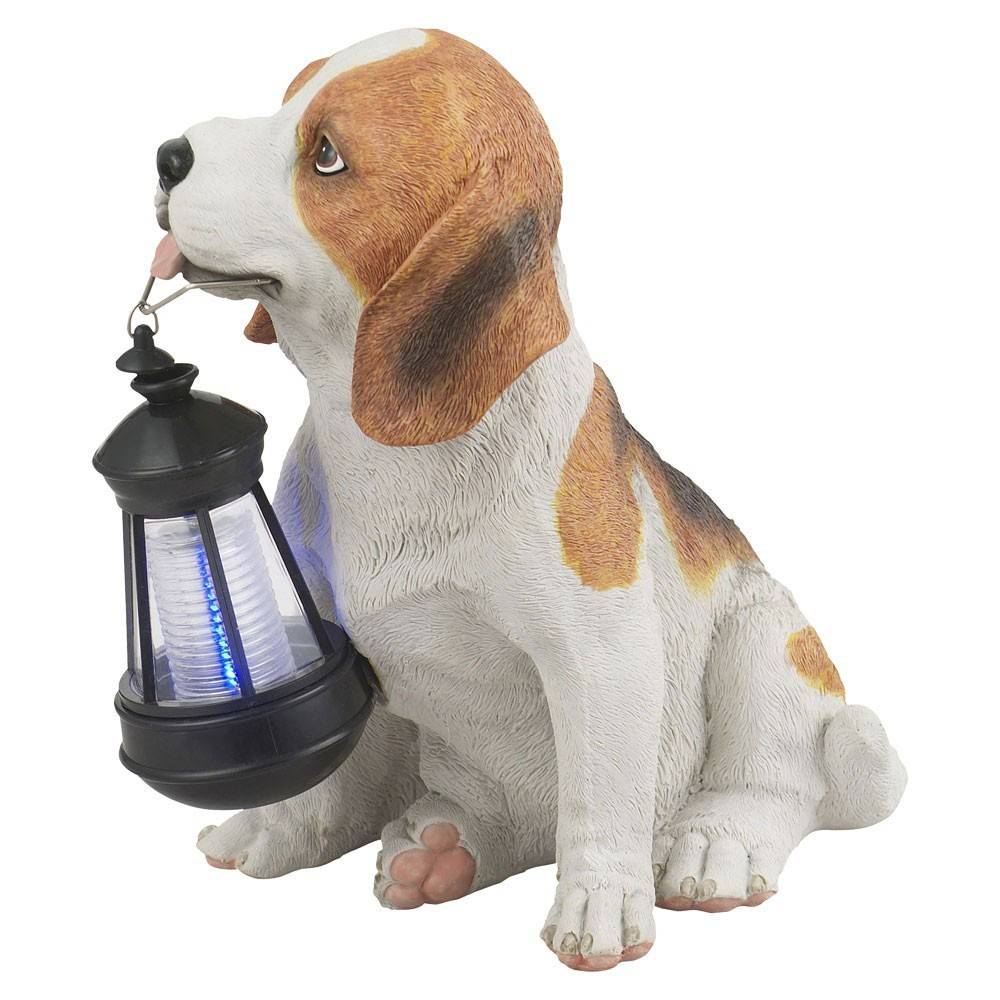 Solarleuchte Hund Garten Solar Dekoleuchte Solarlampe für Außen, Beagel mit Laterne, Akku, 1x LED, LxBxH 18x24,2x26 cm
