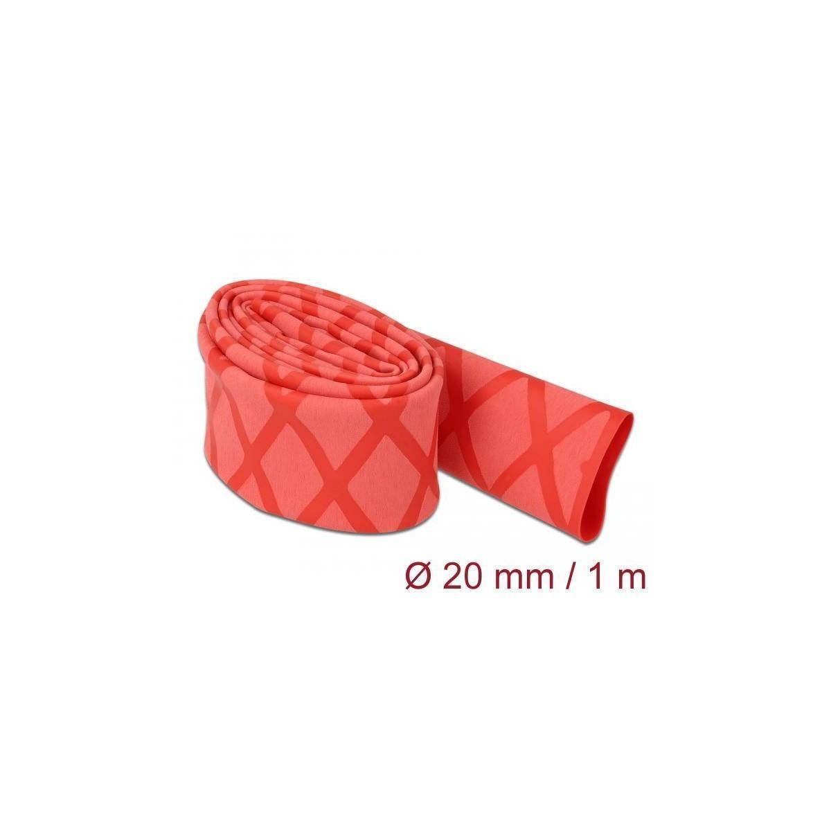 DELOCK Schrumpfschlauch X-Muster rutschfest 1mx20mm rot
