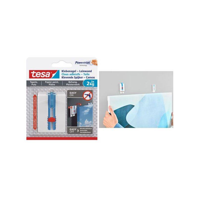 tesa Powerstrips Klebenagel, für Tapete & Putz, 2,0 kg