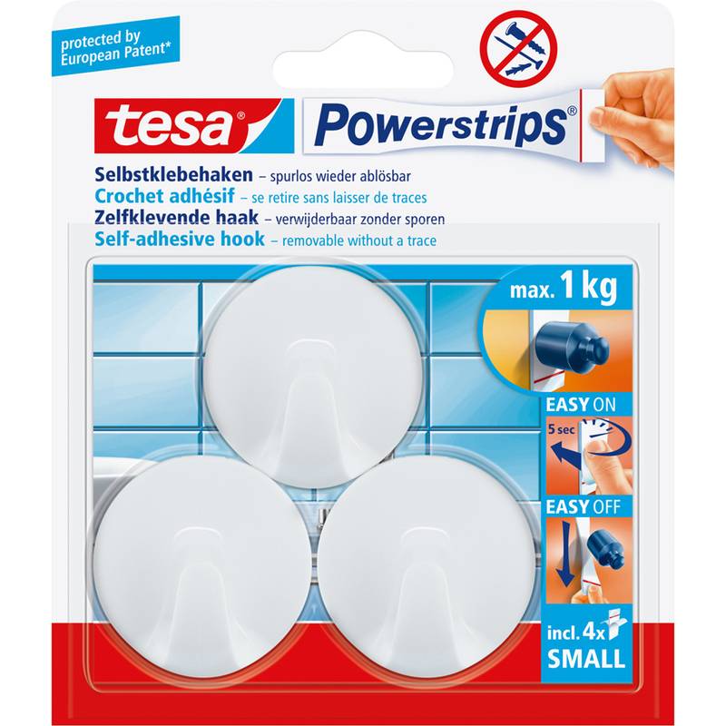 tesa Powerstrips Haken SMALL Rund, weiß