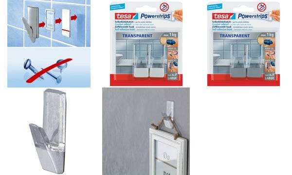 tesa Powerstrips Haken LARGE Transparent, transparent / weiß (8758811)