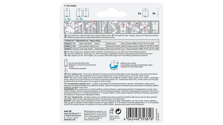 TESA 77766, Indoor, Universalhaken, Weiß, Klebestreifen, 4 kg, 2 Stück(e)