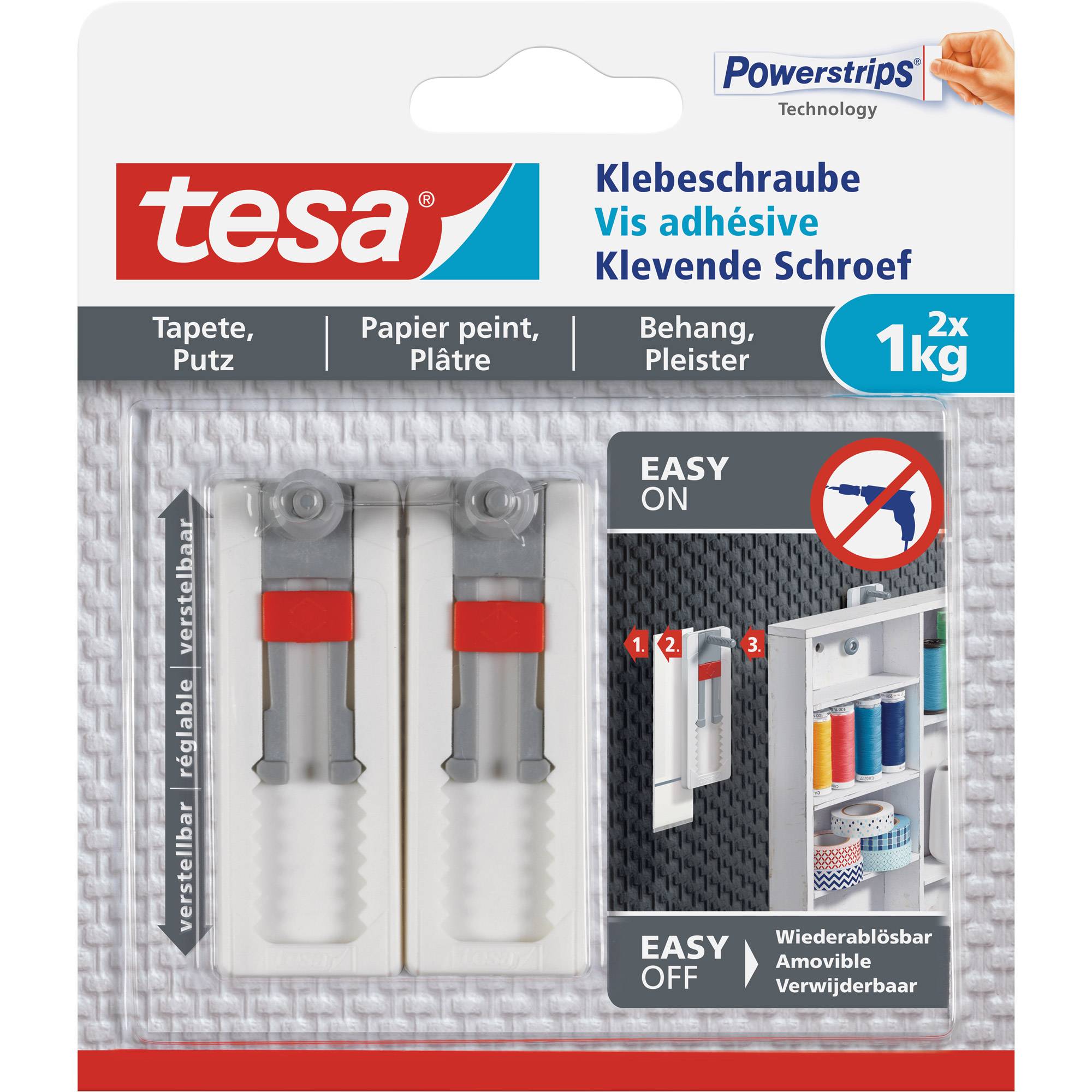 TESA 77775, Draußen, Universalhaken, Weiß, Klebestreifen, 1 kg, 2 Stück(e)