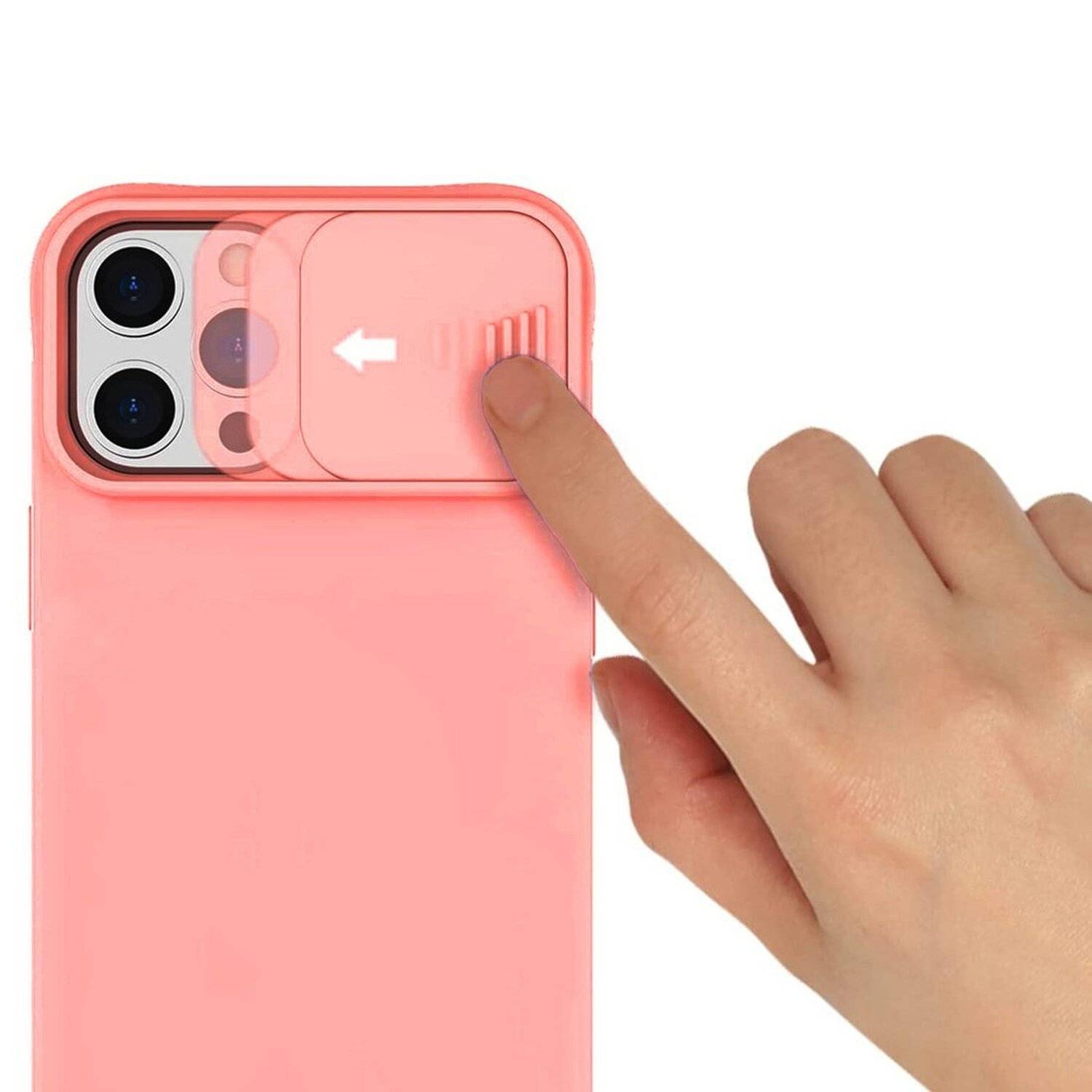 360 Grad Schutz CamShield Silikon Cover Case Slim Handyhülle mit Kameraschutz für Samsung Galaxy A71 (A715F) Pfirsich
