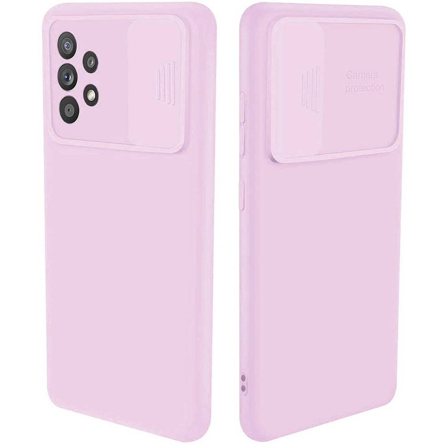 360 Grad Schutz CamShield Silikon Cover Case Slim Handyhülle mit Kameraschutz für Samsung Galaxy A72 (A725F) Lila