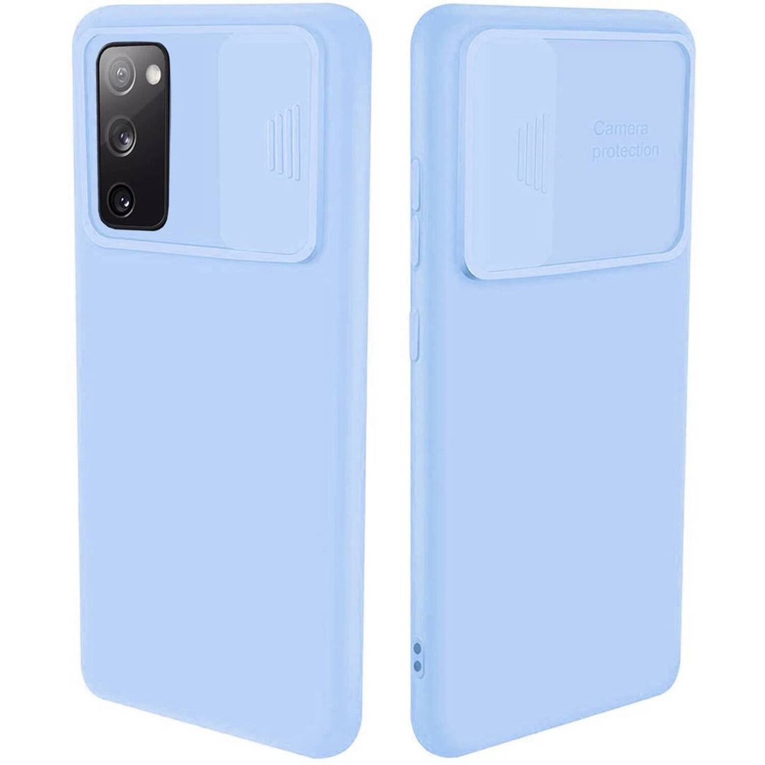360 Grad Schutz CamShield Silikon Cover Case Slim Handyhülle mit Kameraschutz für Samsung Galaxy S20 FE (G780F) Hellblau