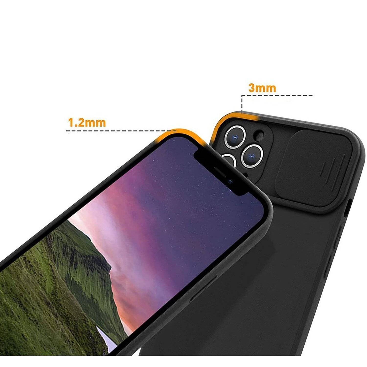 360 Grad Schutz CamShield Silikon Cover Case Slim Handyhülle mit Kameraschutz für Xiaomi Mi 11 Lite Schwarz