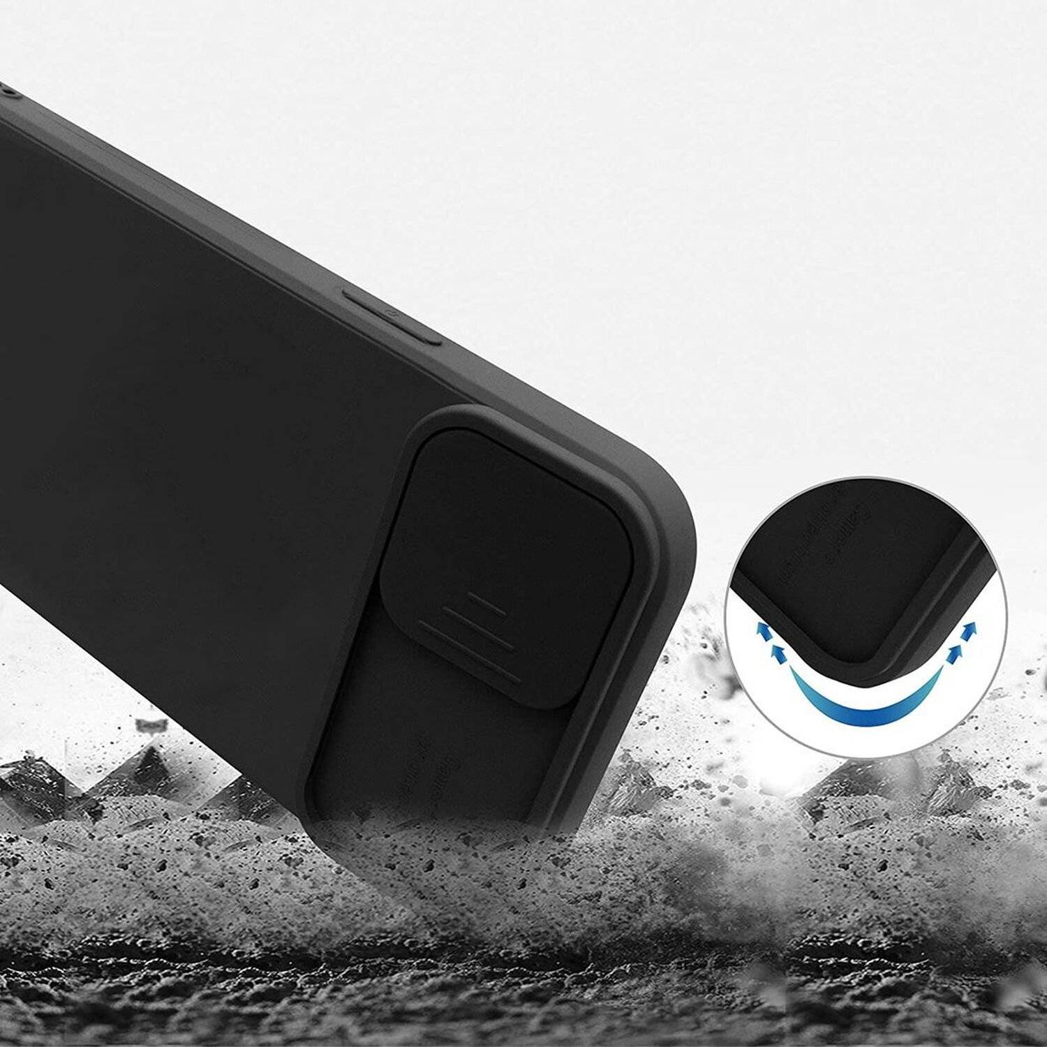360 Grad Schutz CamShield Silikon Cover Case Slim Handyhülle mit Kameraschutz für Xiaomi Redmi Note 10 Pro Max Schwarz