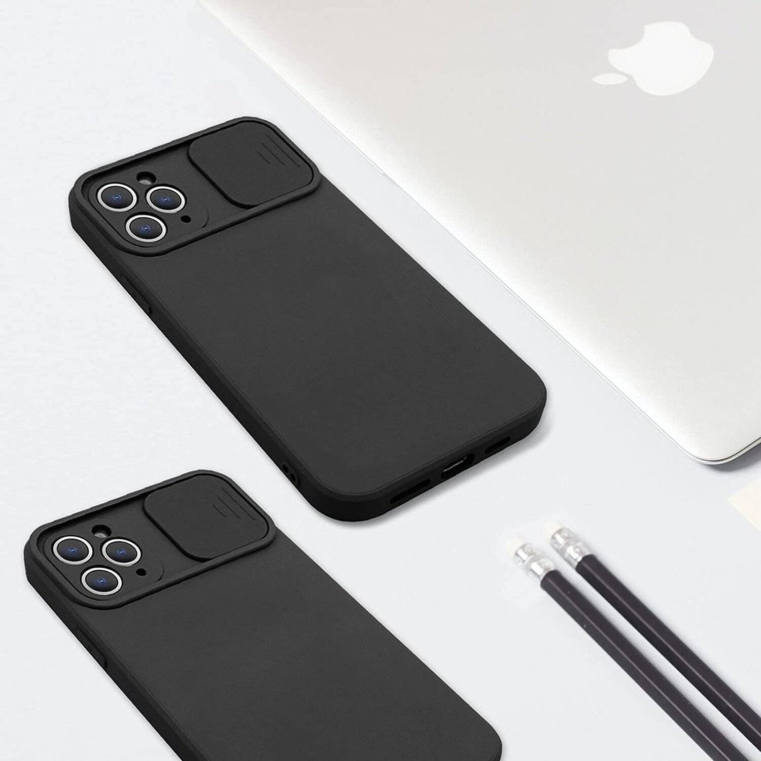 360 Grad Schutz CamShield Silikon Cover Case Slim Handyhülle mit Kameraschutz für Xiaomi Redmi Note 10 Pro Max Schwarz