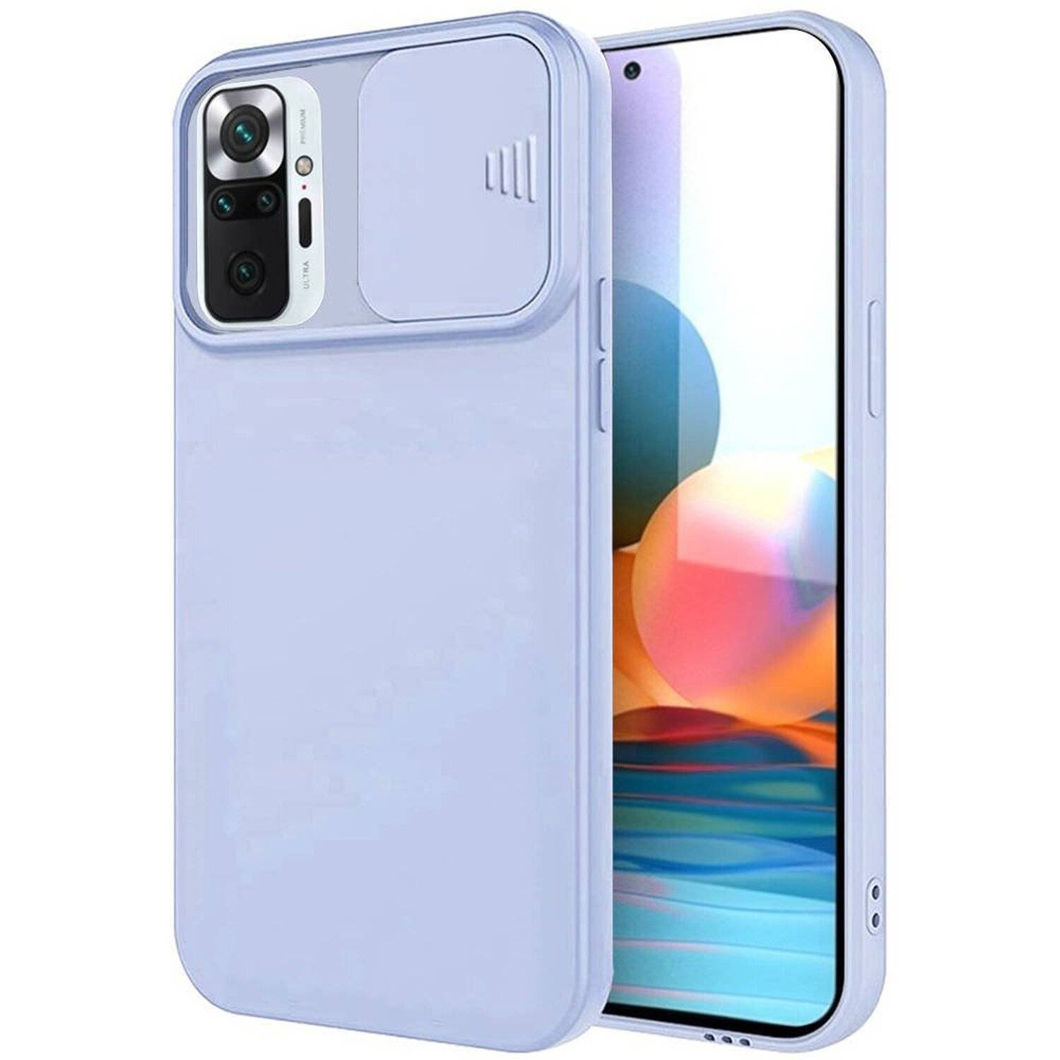 360 Grad Schutz CamShield Silikon Cover Case Slim Handyhülle mit Kameraschutz für Xiaomi Redmi Note 9 Pro Hellblau