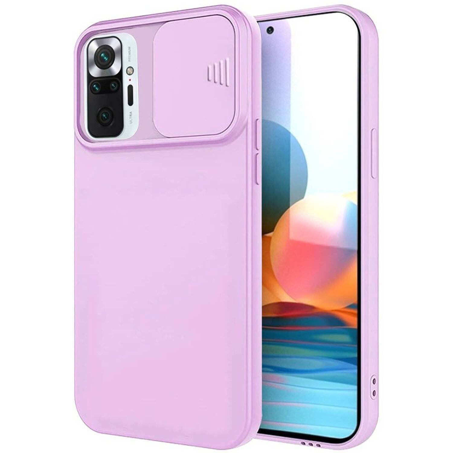 360 Grad Schutz CamShield Silikon Cover Case Slim Handyhülle mit Kameraschutz für Xiaomi Redmi Note 9 Pro Lila