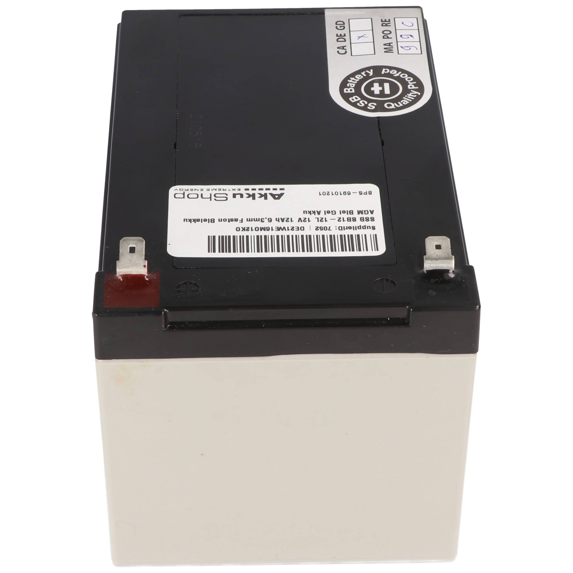 SSB SB12-12L 12V 12Ah 6,3mm Faston Bleiakku AGM Blei Gel Akku