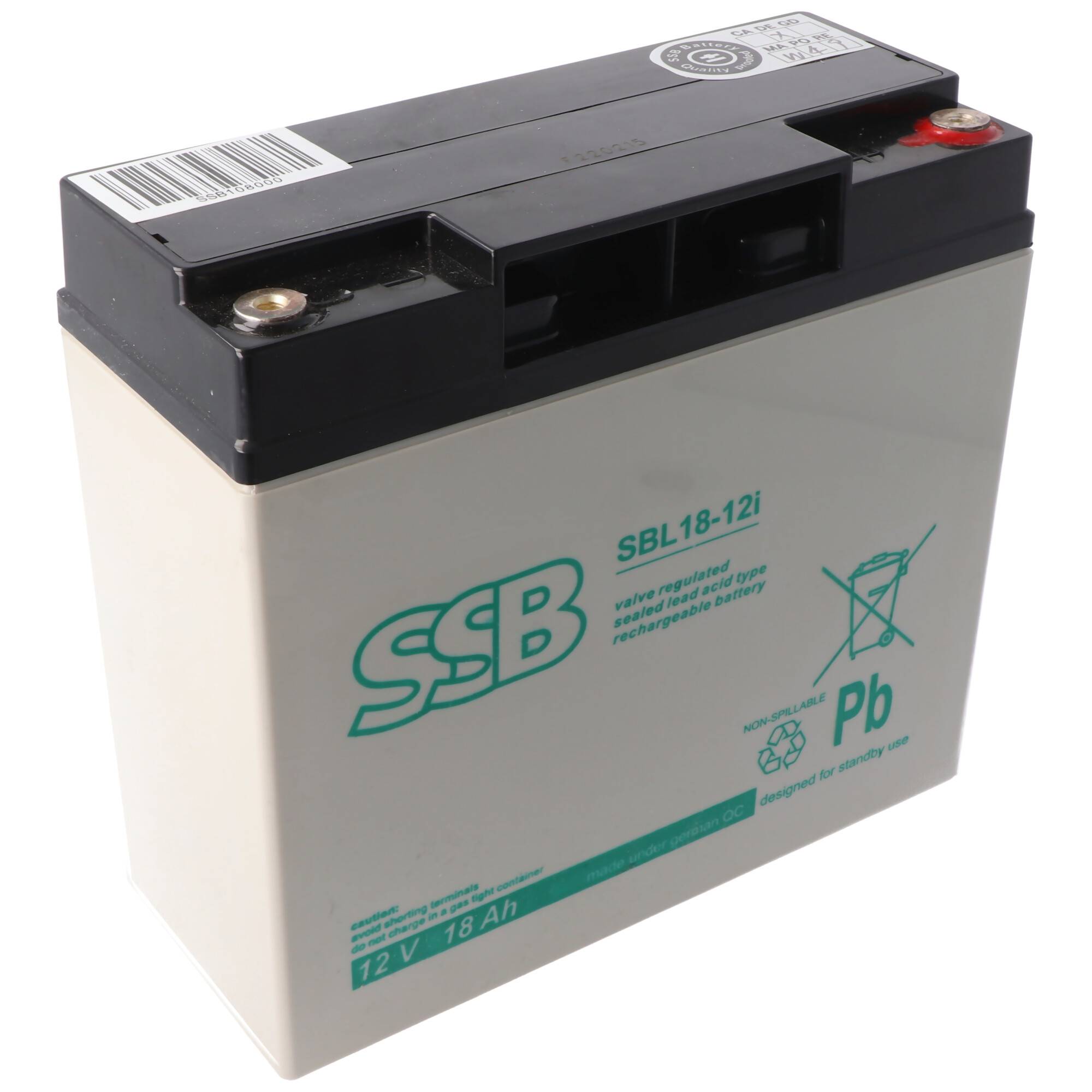 SSB SBL18-12i 12V 18Ah Bleiakku AGM Blei Gel Akku