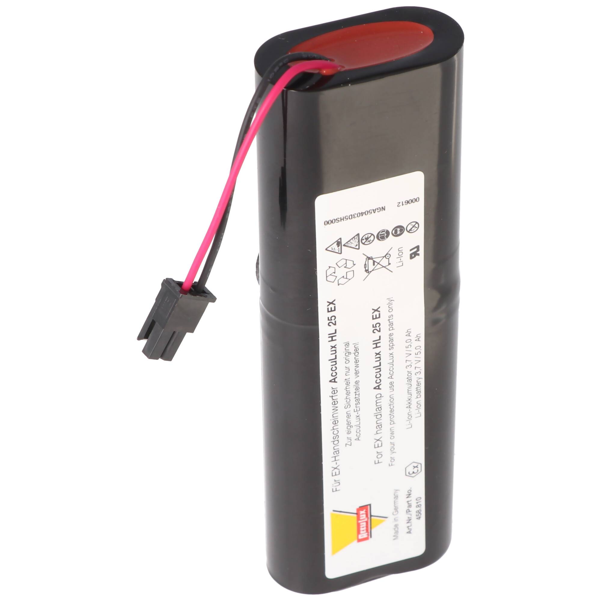 Originalakku für Handleuchte Li-Ion 3,7V 5000mAh 18,5 Wh Ex-geschützt passend für Acculux Knicklampe HL25EX ex