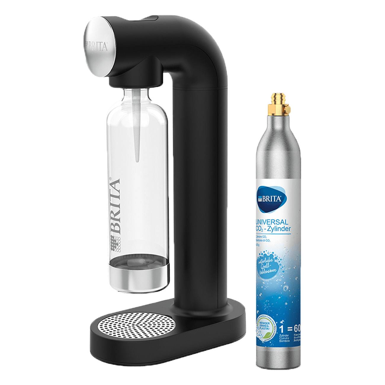 Brita sodaONE, Schwarz, Silber, Polyethylenterephthalat, 129 mm, 240 mm, 450 mm