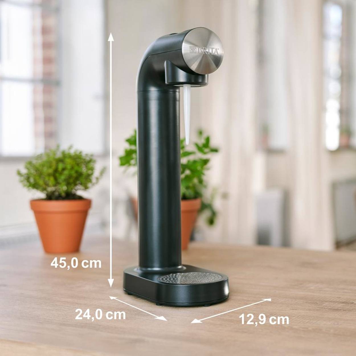 Brita sodaONE, Schwarz, Silber, Polyethylenterephthalat, 129 mm, 240 mm, 450 mm