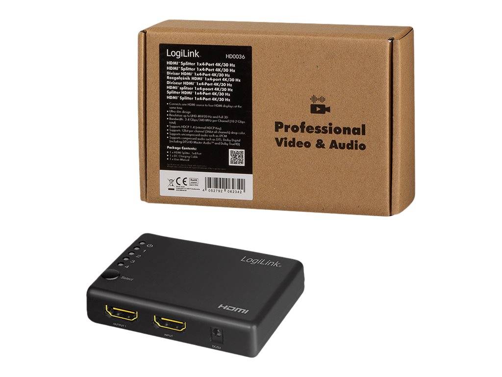 LogiLink - Video-/Audio-Splitter - 4 x HDMI