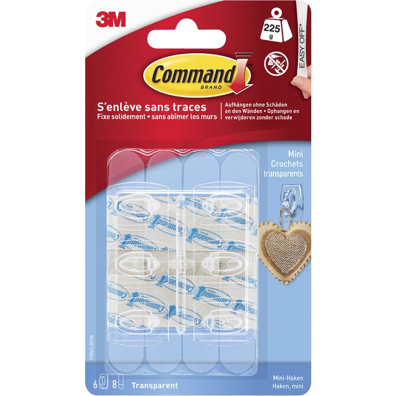 3M Command Mini-Haken, Kunststoff, Größe: S, transparent