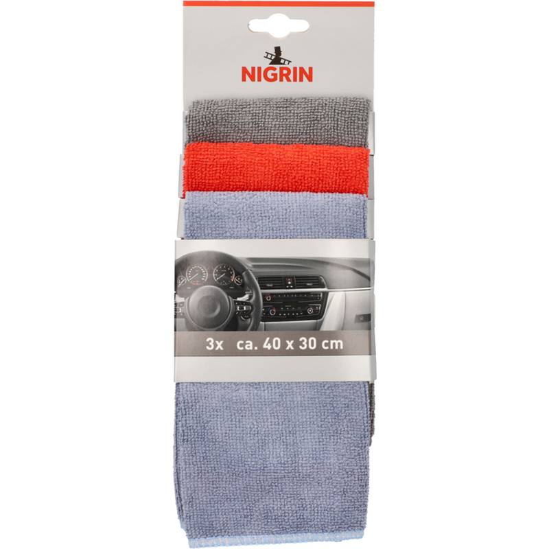 NIGRIN KFZ-Microfasertücher-Set, 3-teilig