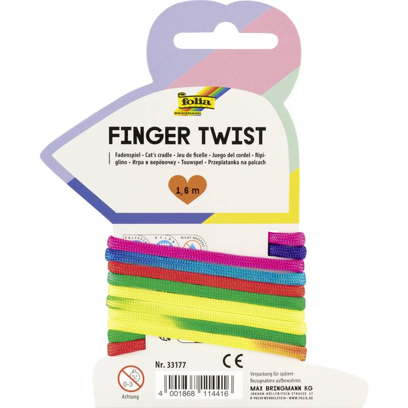 folia Fadenschnur "FingerTwist", 160 cm, regenbogenfarben