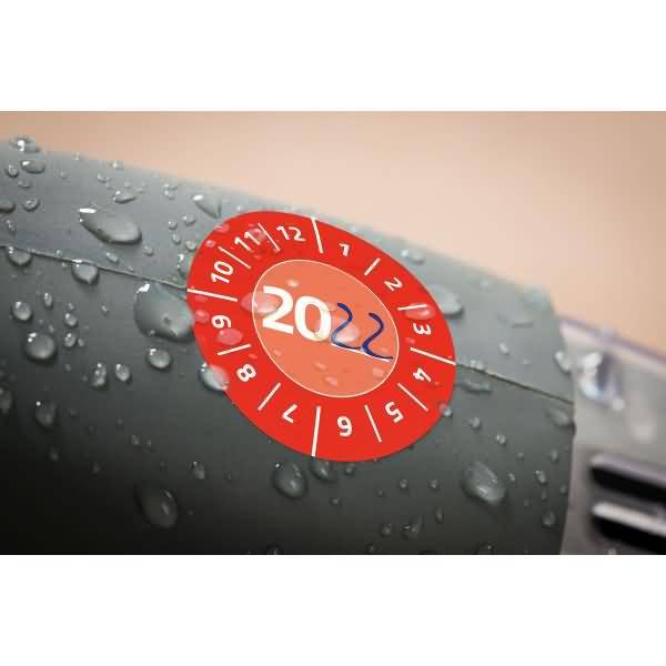 Prüfplaketten Jahreszahl 20__ Vinyl 30mm 10 Bogen/80 Etiketten rot