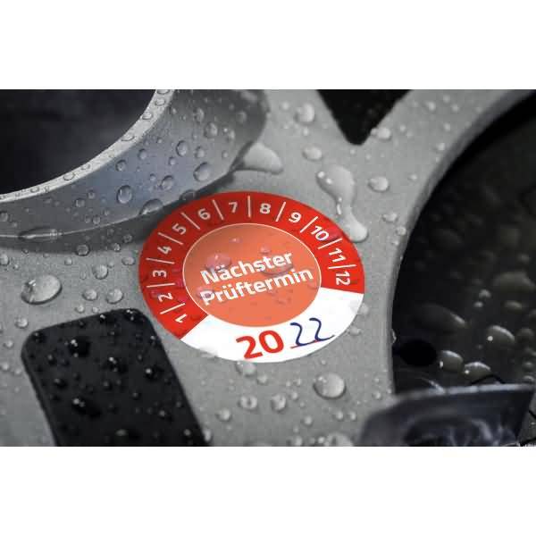 Prüfplaketten 'Nächster Prüftermin' 20__ Vinyl 30mm 10 Bogen/80 Etiketten rot