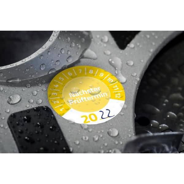 Prüfplaketten 'Nächster Prüftermin' 20__ Vinyl 30mm 10 Bogen/80 Etiketten gelb