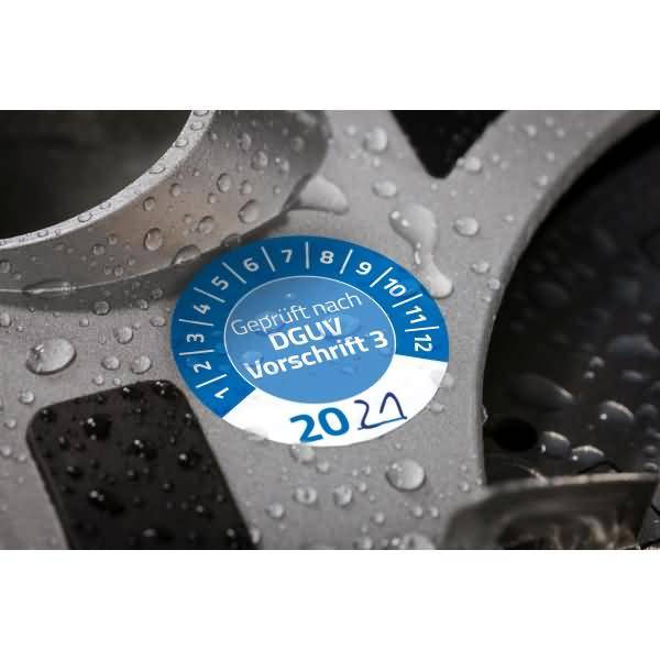 Prüfplaketten 'DGUV Vorschrift 3' 20__ Vinyl 30mm 10 Bogen/80 Etiketten blau