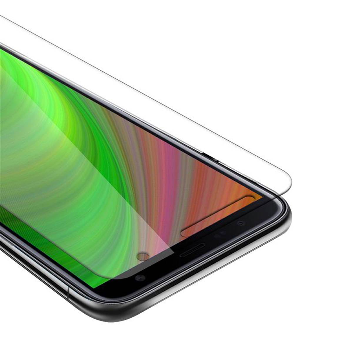 Cadorabo Folie für Samsung Galaxy J4 PLUS in KRISTALL KLAR - Gehärtetes Display-Schutzglas (RETAIL PACKAGING)