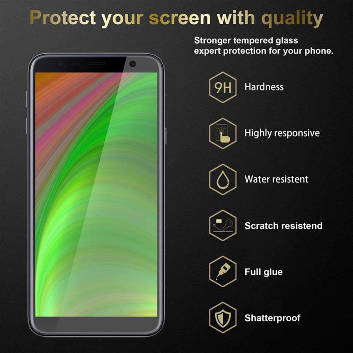 Cadorabo Folie für Samsung Galaxy J4 PLUS in KRISTALL KLAR - Gehärtetes Display-Schutzglas (RETAIL PACKAGING)