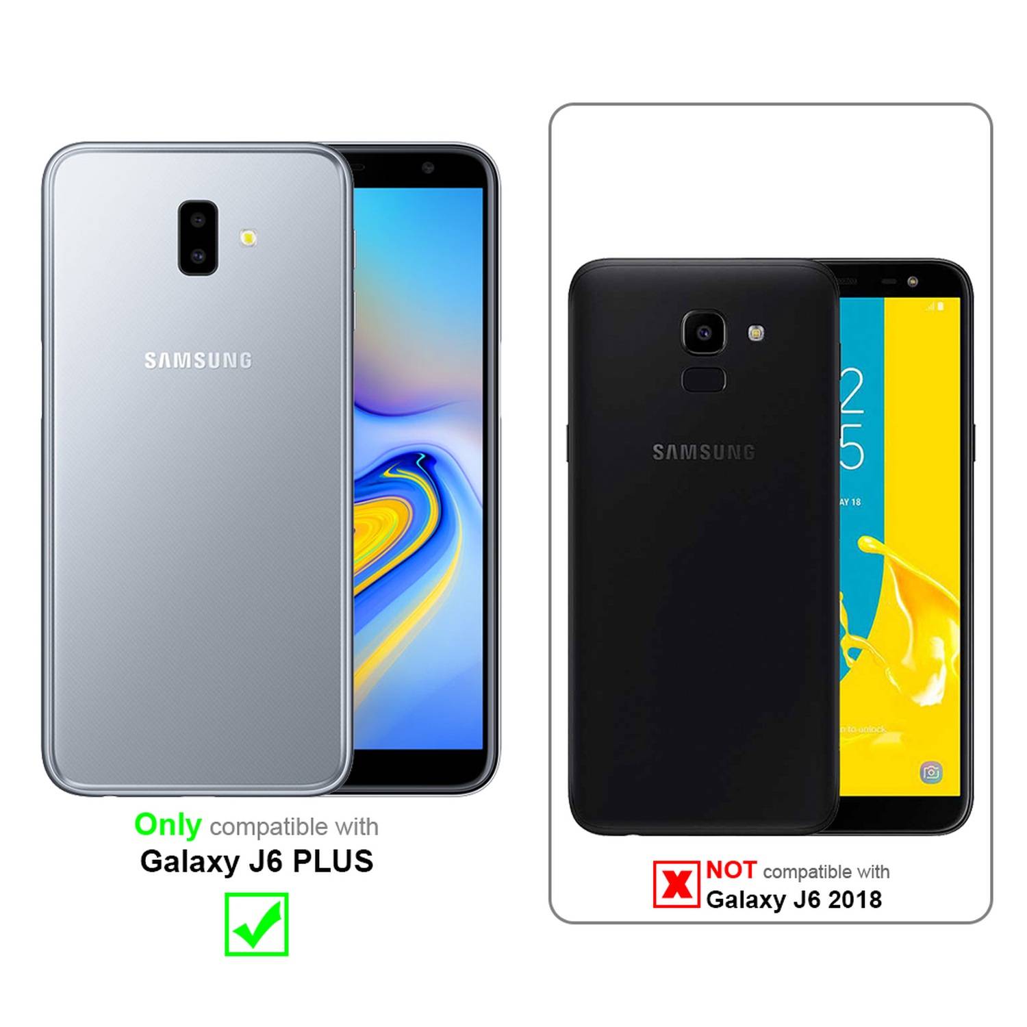 Cadorabo Folie für Samsung Galaxy J6 PLUS in KRISTALL KLAR - Gehärtetes Display-Schutzglas (RETAIL PACKAGING)