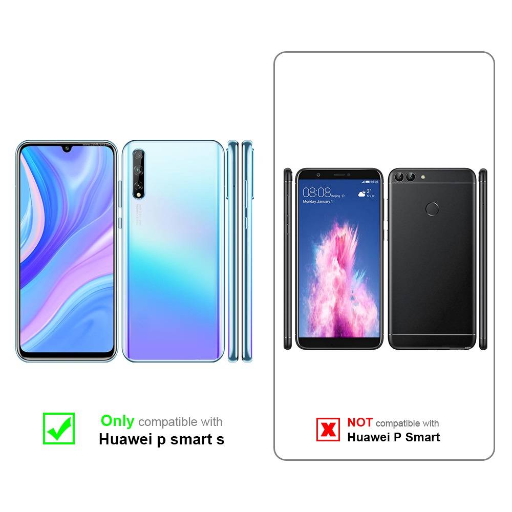 Cadorabo Panzerfolie für Huawei P Smart S Schutzfolie in Schwarz Vollbild Folie Tempered Display Schutzglas