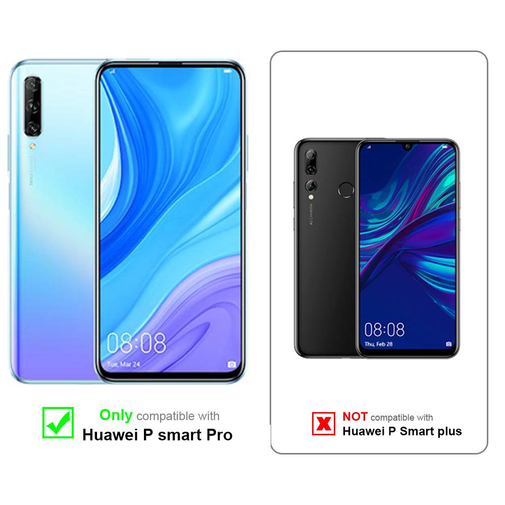 Cadorabo Panzerfolie für Huawei P Smart Pro Schutzfolie in Schwarz Vollbild Folie Tempered Display Schutzglas