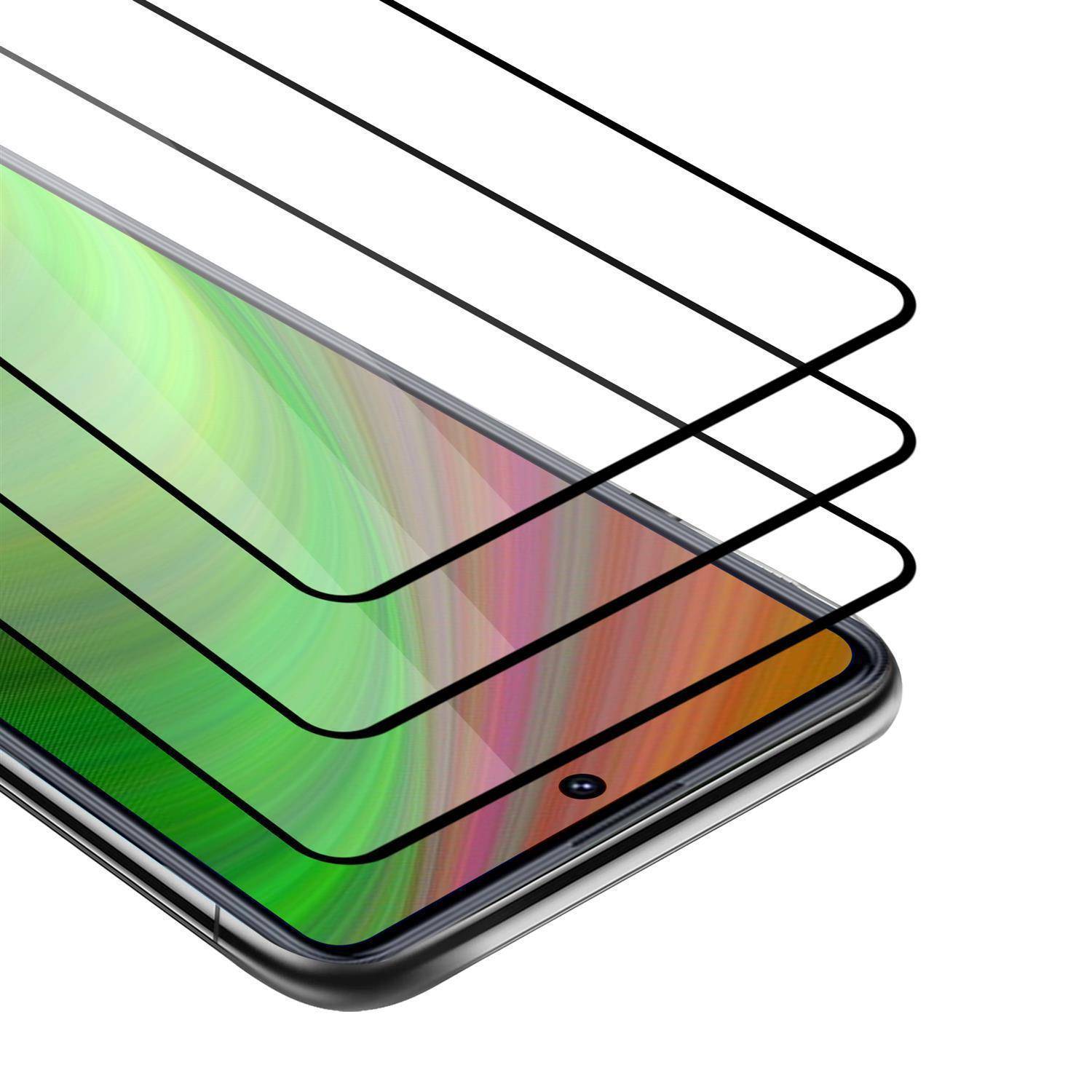 Cadorabo 3x Vollbild Panzer Folie für Xiaomi Redmi Note 9 Pro / Note 9s Schutzfolie in Schwarz Tempered