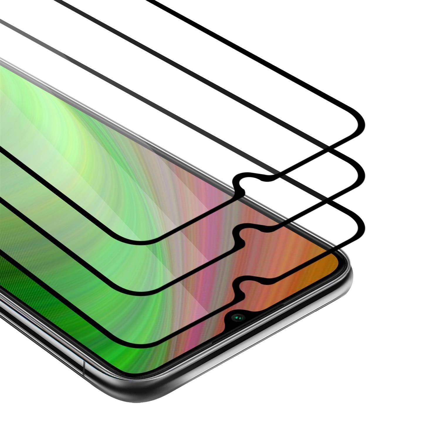 Cadorabo 3x Vollbild Panzer Folie für Xiaomi Redmi Note 8 Schutzfolie in Schwarz Tempered Display-Schutzglas