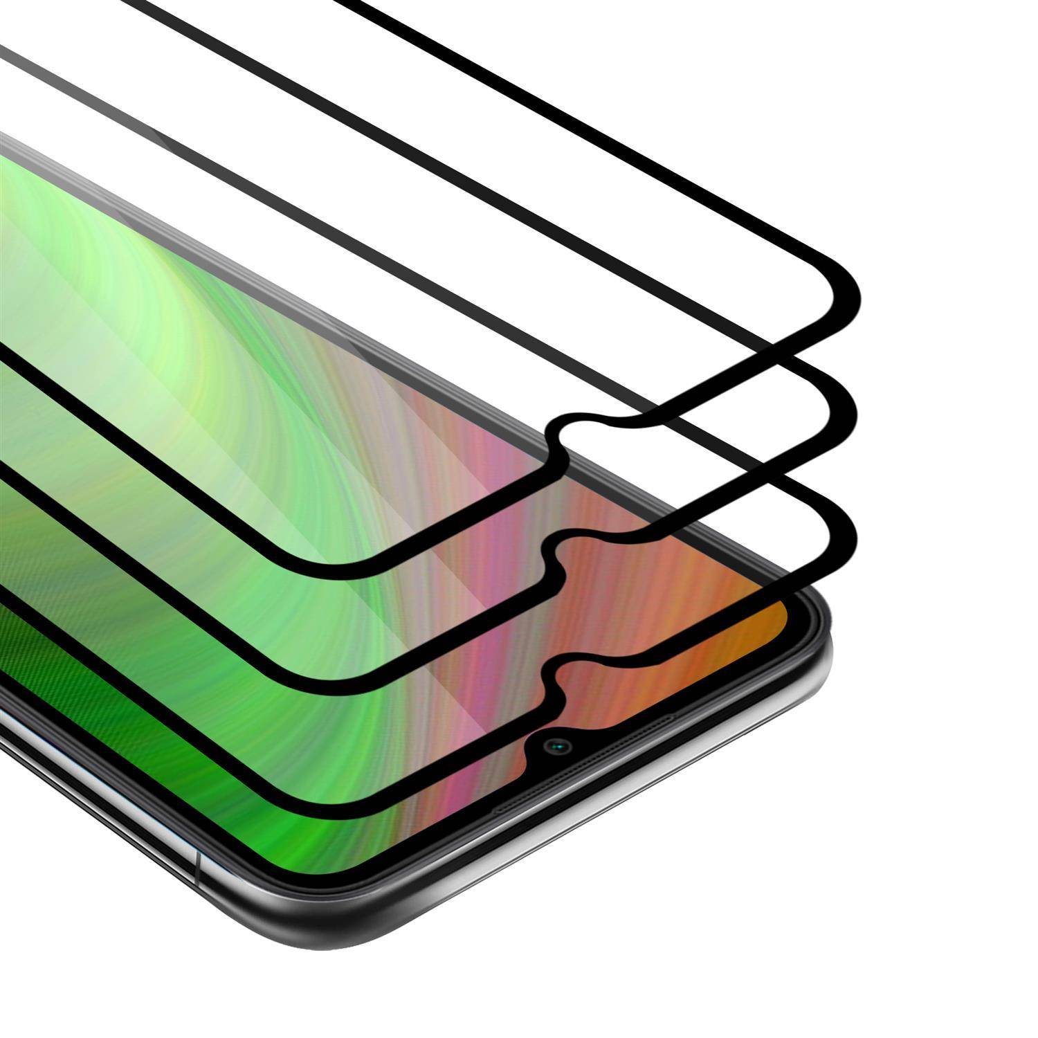 Cadorabo 3x Vollbild Panzer Folie für Xiaomi Redmi 9C Schutzfolie in Schwarz Tempered Display-Schutzglas