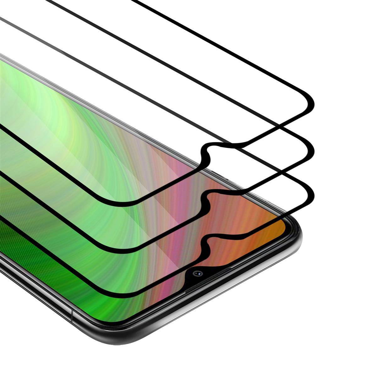 Cadorabo 3x Vollbild Panzer Folie für Xiaomi Redmi 9 Schutzfolie in Schwarz Tempered Display-Schutzglas