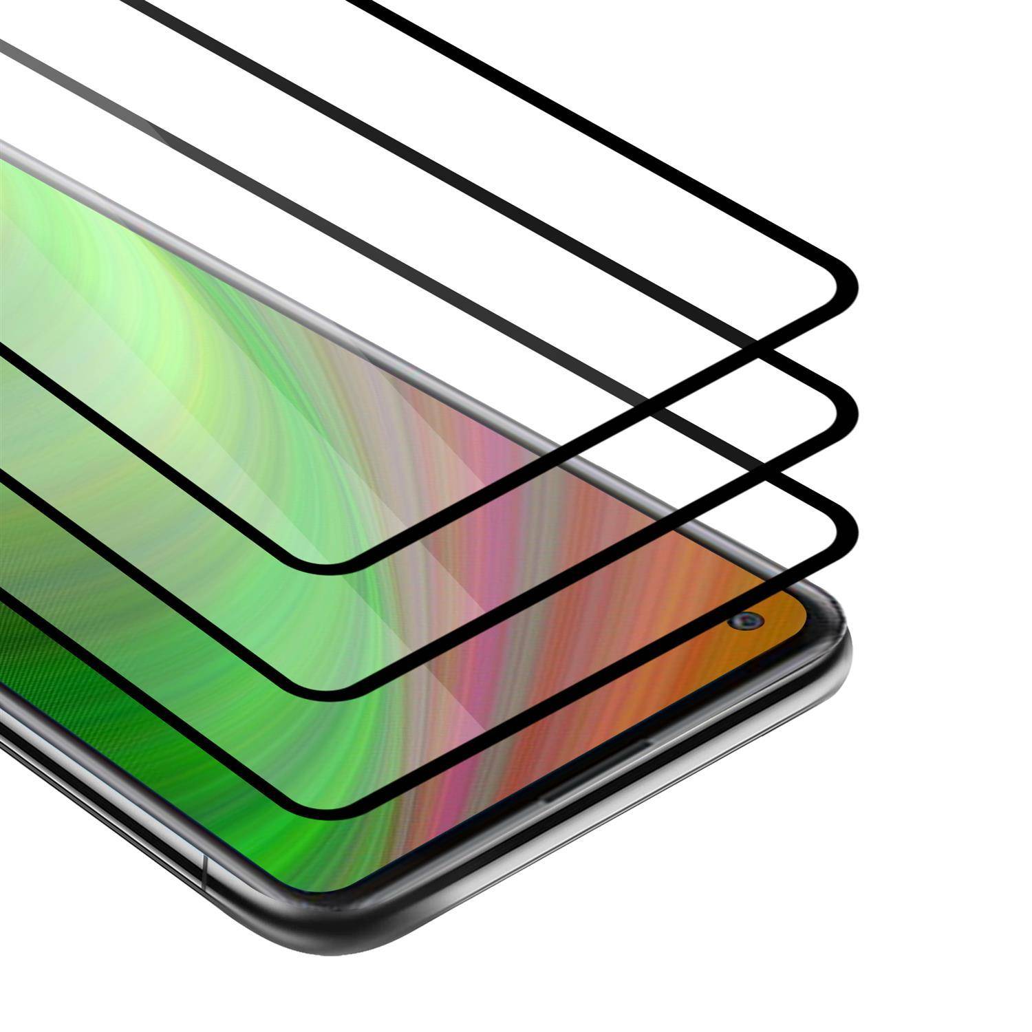Cadorabo 3x Vollbild Panzer Folie für Xiaomi Redmi 10X 4G Schutzfolie in Schwarz Tempered Display-Schutzglas